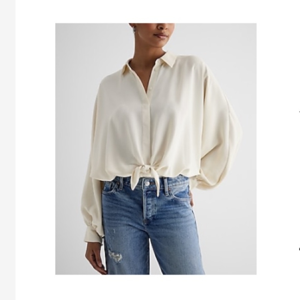 Express tie front shirt/ body suit. Color swan, size xs (runs large)